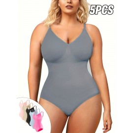 5pcs set of Women's tummy-tuck and butt-lifting shapewear in 5 colors, easy and comfortable, seamless, breathable, suitable for sports and leisure, enhancing body beauty