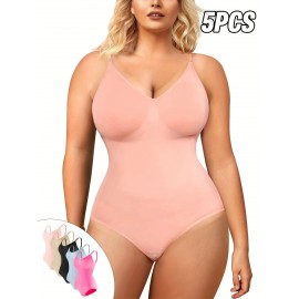 5pcs set of Women's tummy-tuck and butt-lifting shapewear in 5 colors, easy and comfortable, seamless, breathable, suitable for sports and leisure, enhancing body beauty