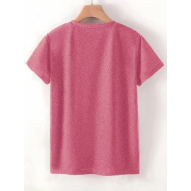 [Cute Heart T-Shirts] 3pcs Women's Heart Graphic T-Shirts | Casual Crew Neck Short Sleeve Tops with 