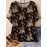 Plus Size, Oriented Plus Size Retro Multicolor Floral Print T-Shirt with Round Neck, Casual Spring/Summer Short Sleeve Top for Women - No Accessories Included